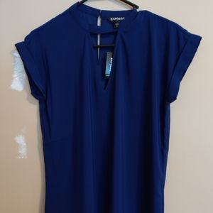 Express Navy Blue Rolled Sleeve Top